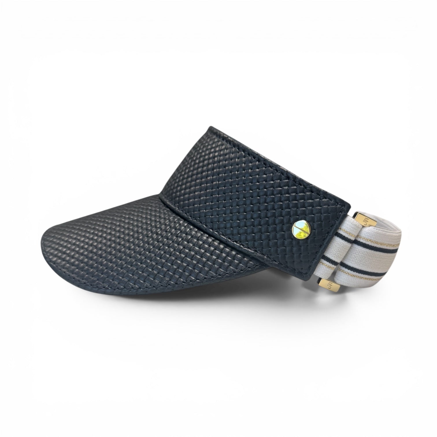 The Leather Visor - Navy Basketweave, Le Club Elastic & Gold