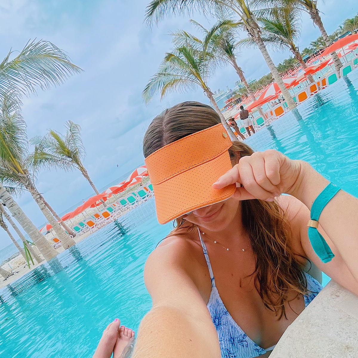 The Leather Visor - Papaya Sorbet & Gold