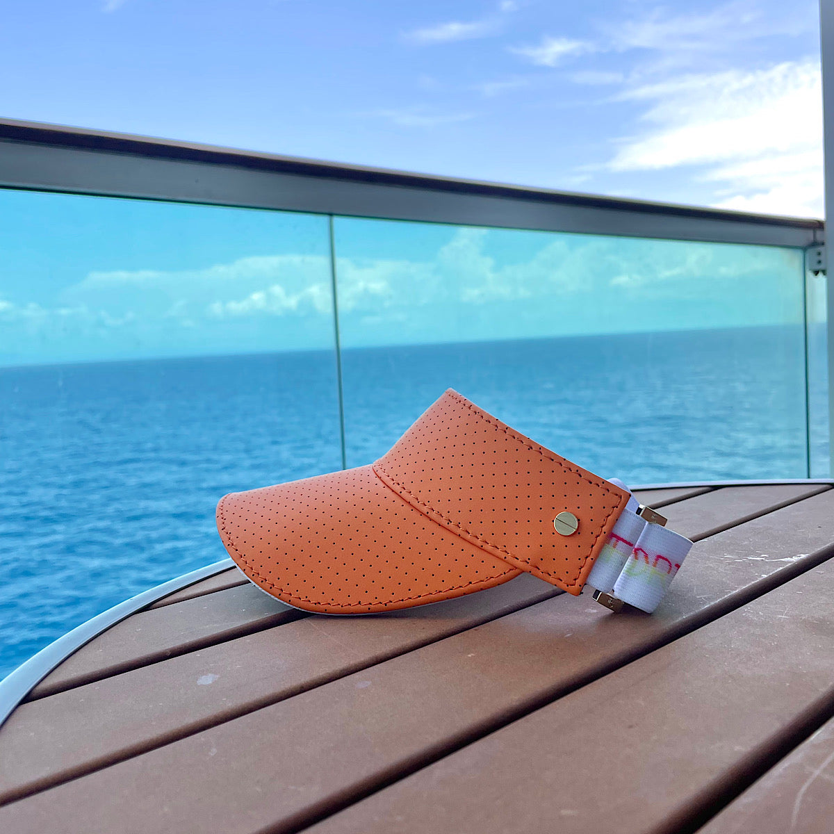 The Leather Visor - Papaya Sorbet & Gold