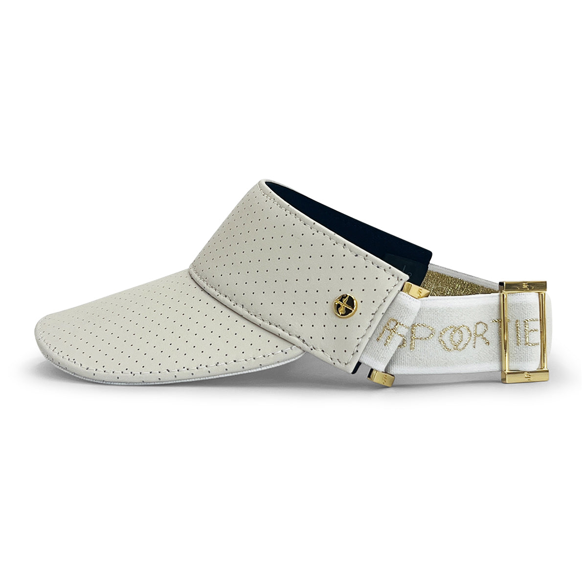 The Visor - Ivory Leather & Gold