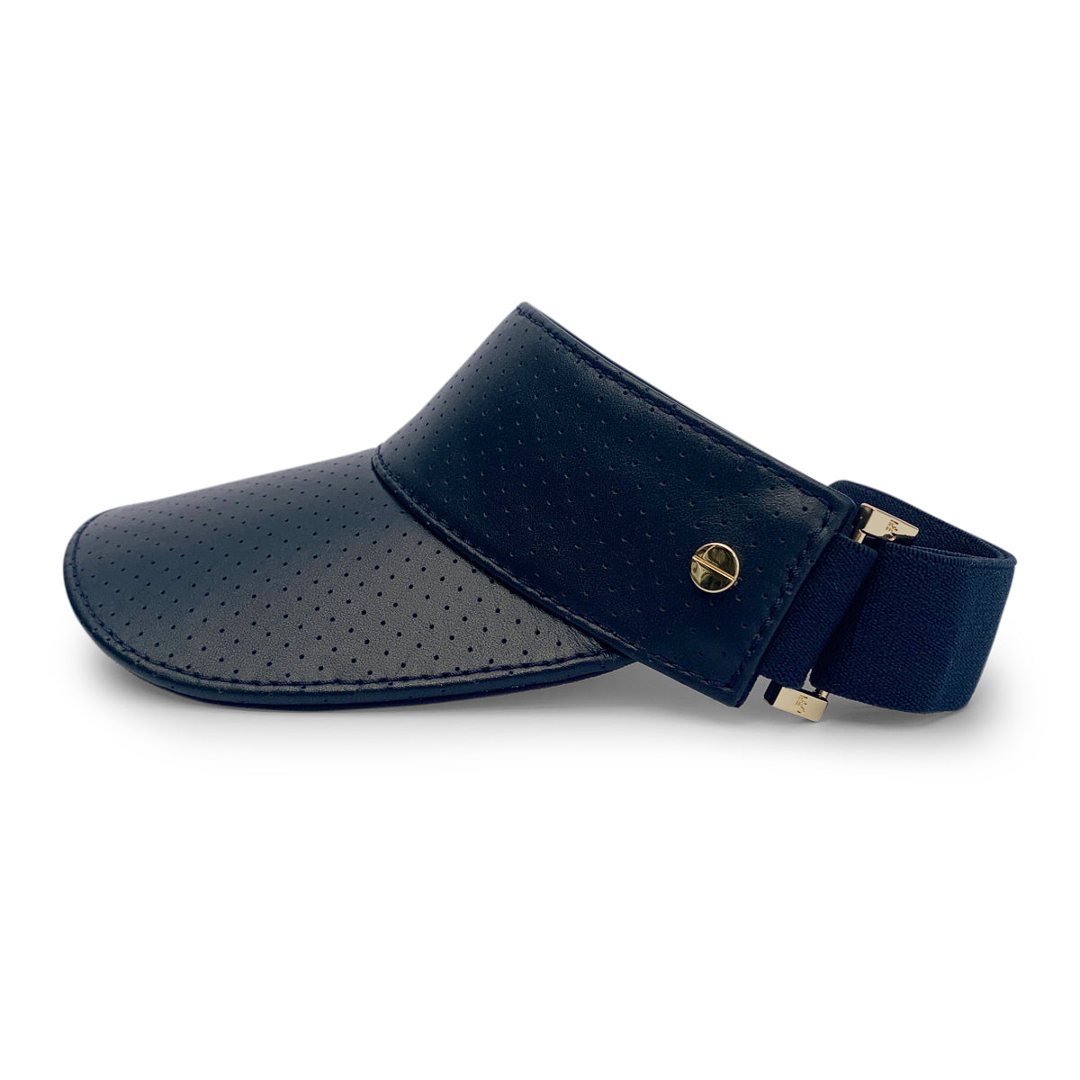 The Visor - Navy Leather & Gold