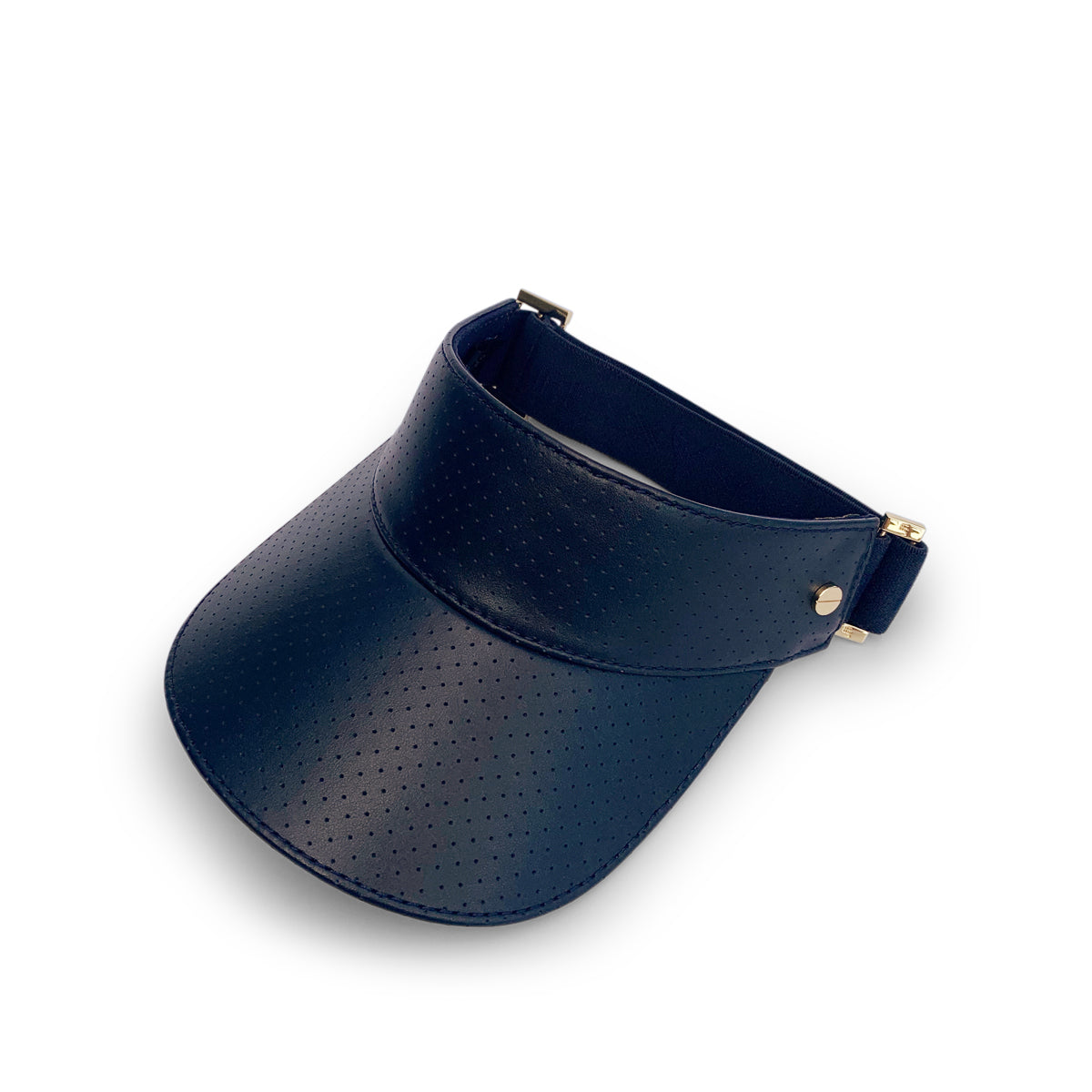 The Visor - Navy Leather & Gold