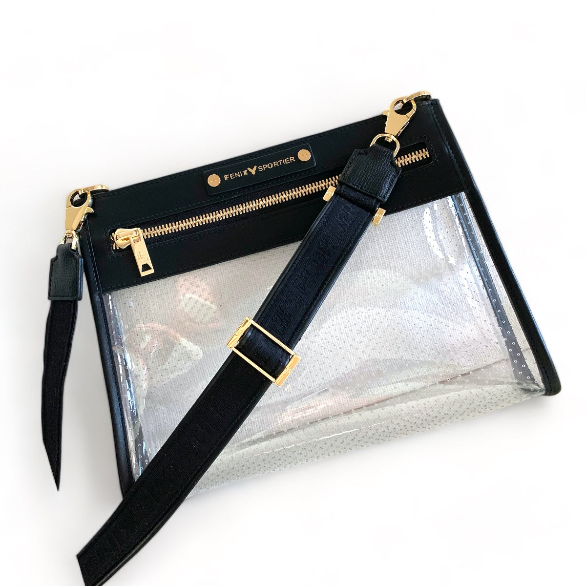Front Row Bag - Black Leather / Clear PVC/ Gold Hardware
