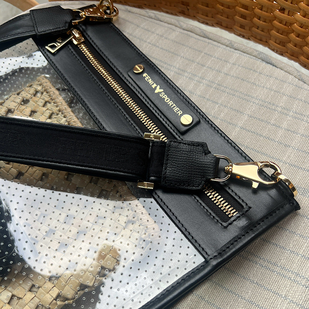Front Row Bag - Black Leather / Gold Hardware / Clear PVC