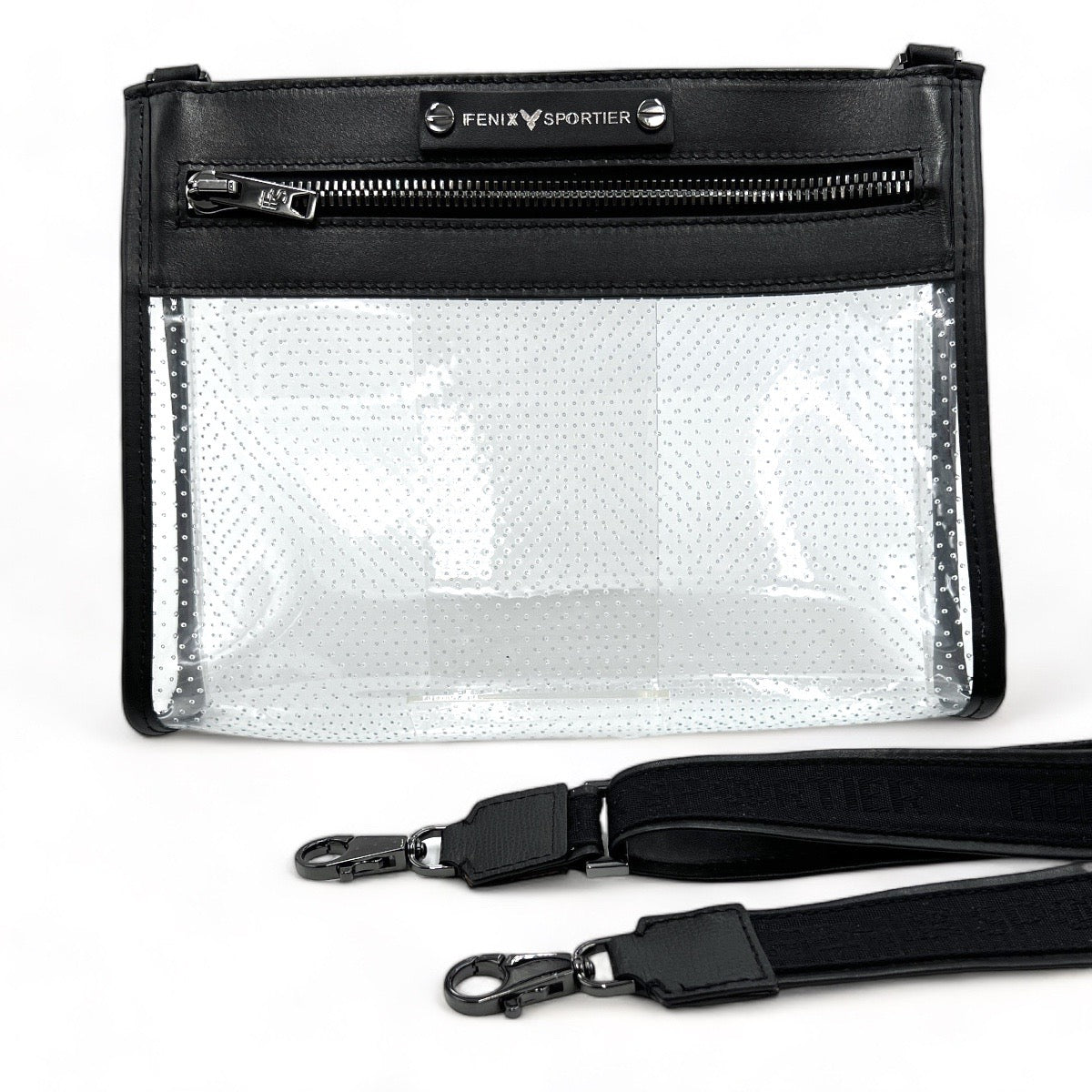 Front Row Bag - Black Leather / Gunmetal hardware / Clear PVC