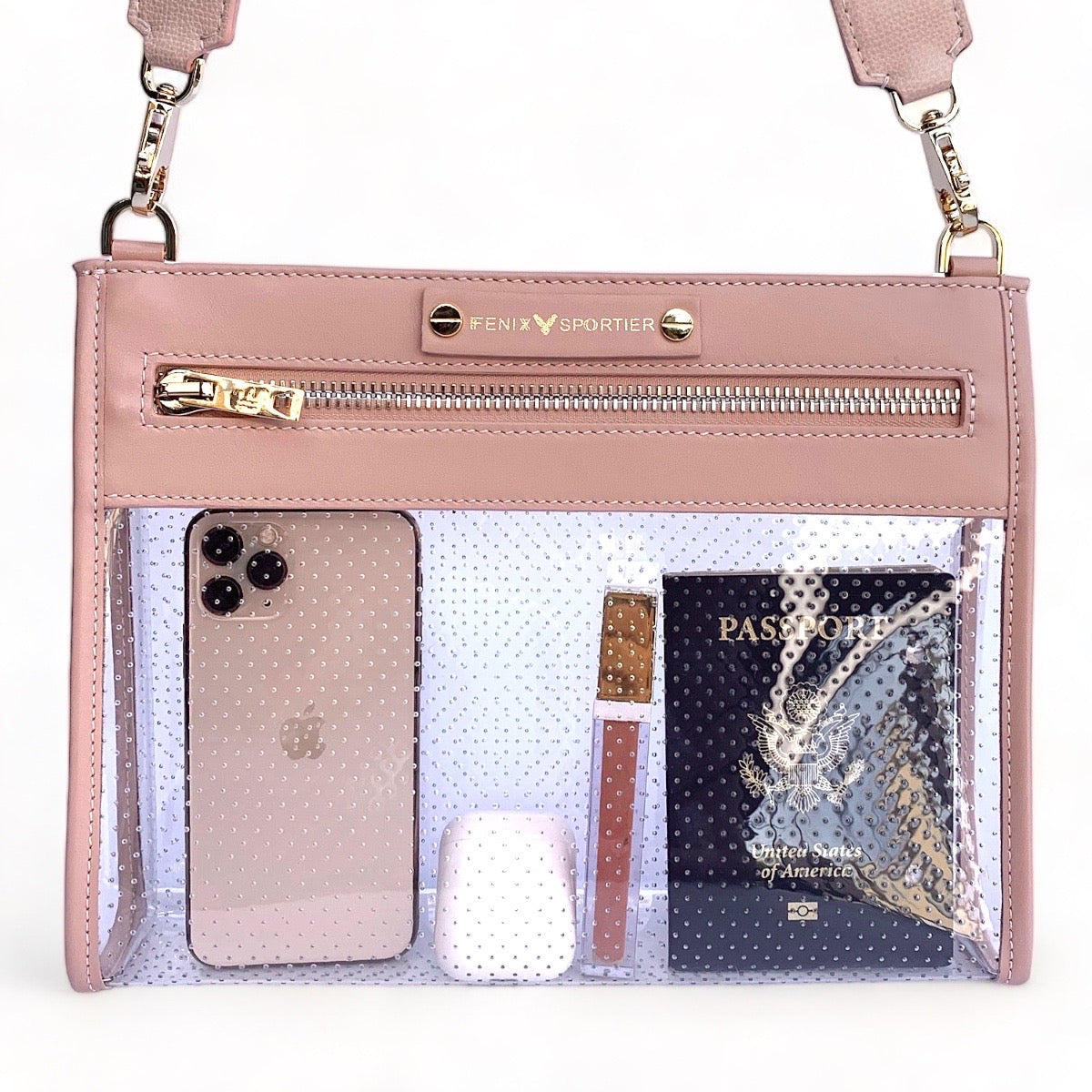 Front Row Bag - Blush Leather / Clear PVC