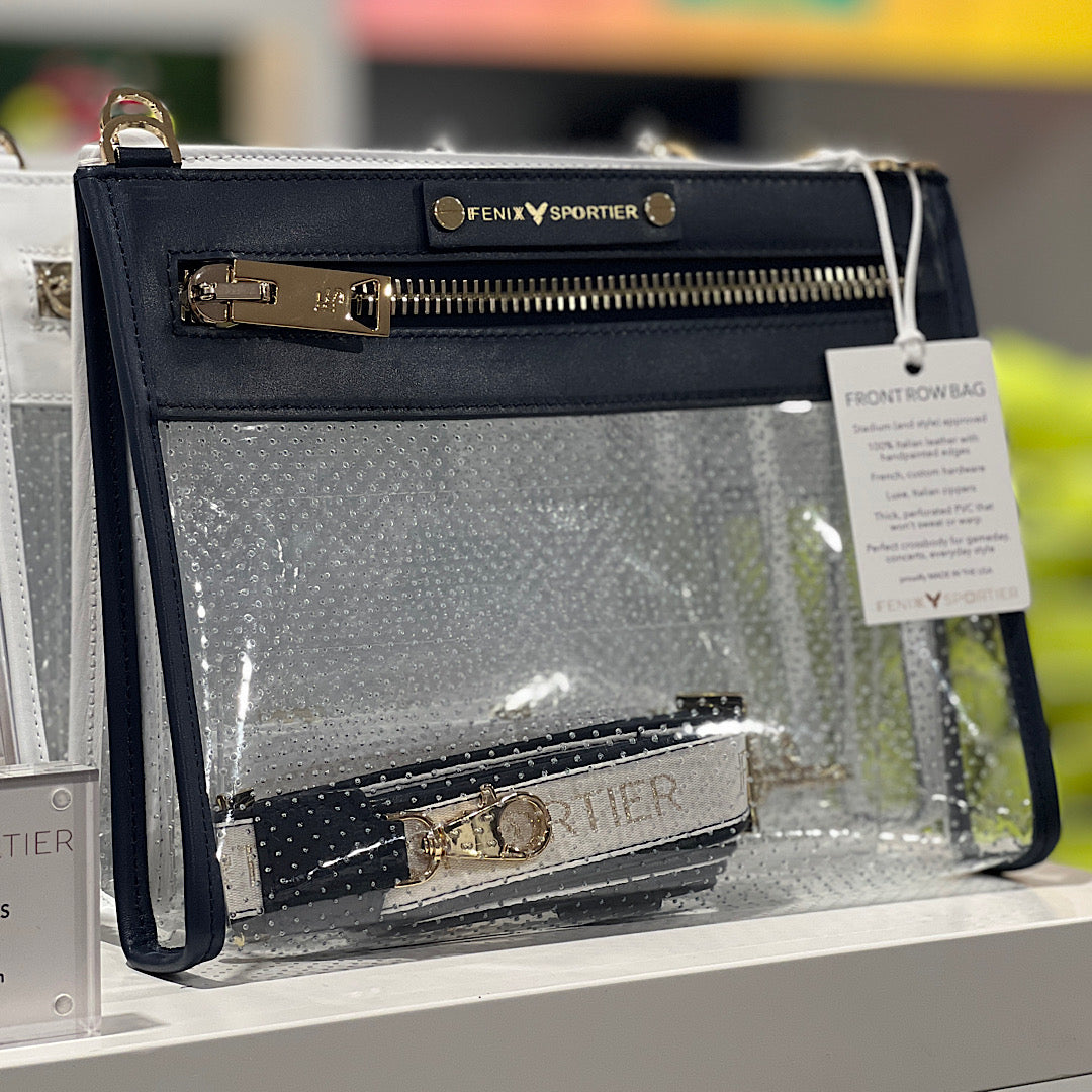 Front Row Bag - Navy Leather / Clear PVC / Gold Hardware
