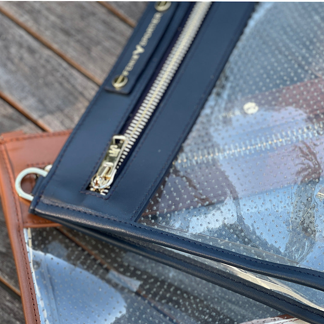 Front Row Bag - Navy Leather / Clear PVC / Gold Hardware