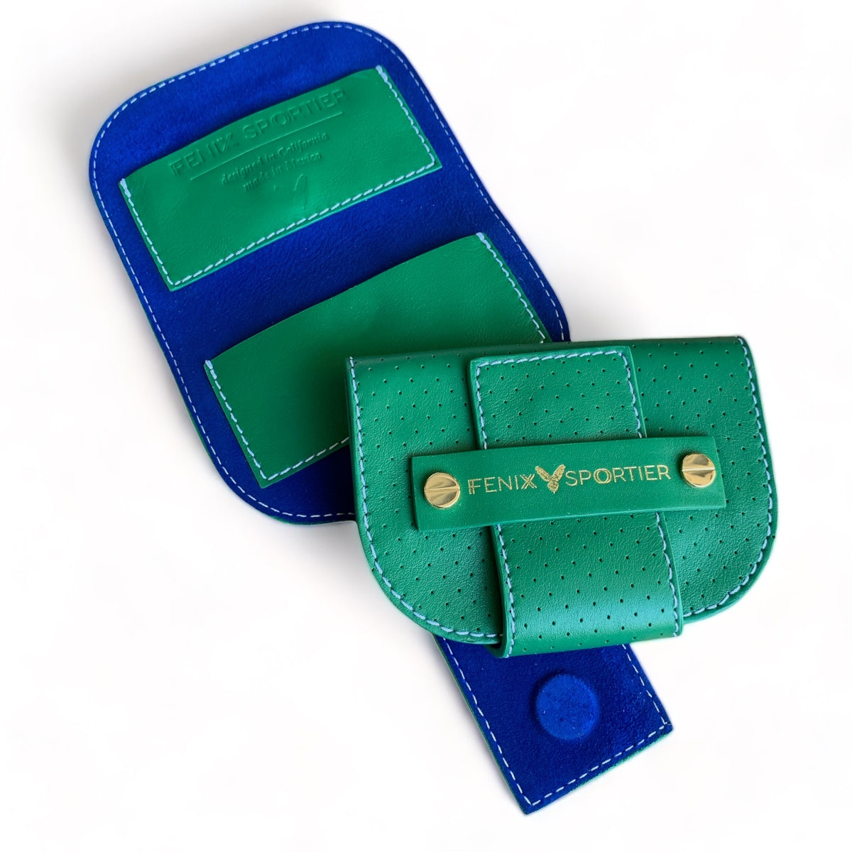 Pickleball Lovers Wallet - Court Green Leather / Court Blue Suede / Gold