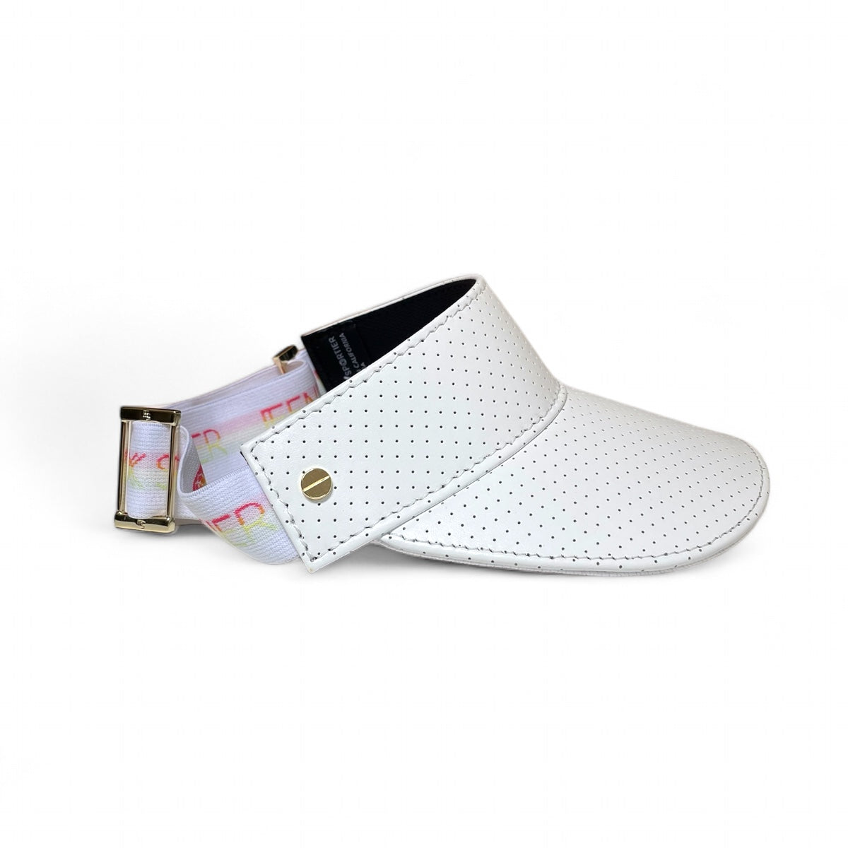 The Leather Visor - White, Sorbet Elastic & Gold
