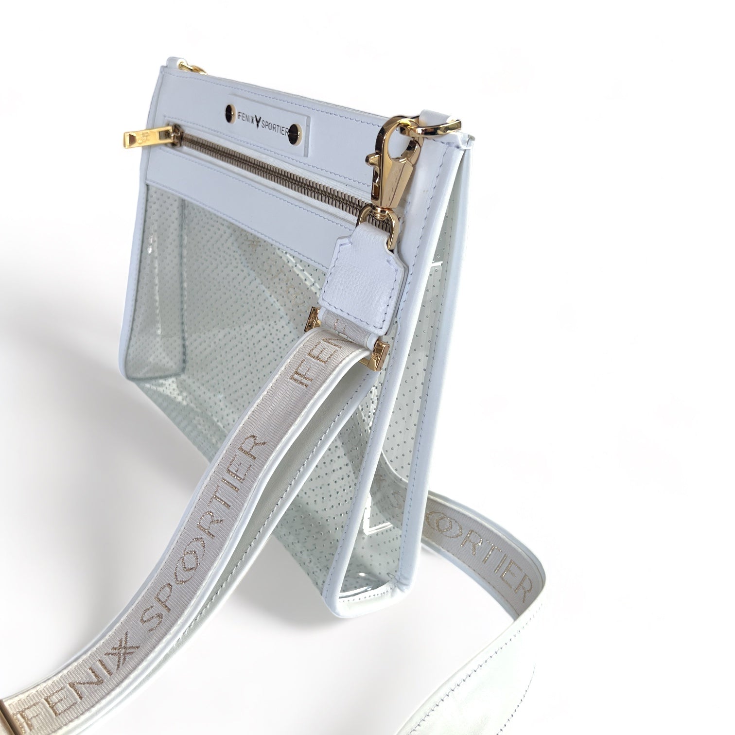 Front Row Bag - White Leather / Clear PVC / Gold Hardware