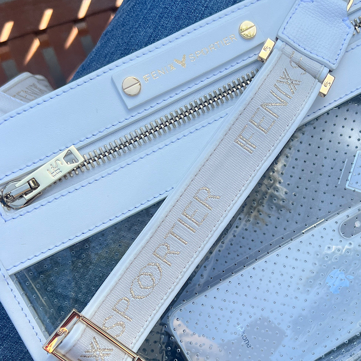 Front Row Bag - White Leather / Clear PVC / Gold Hardware