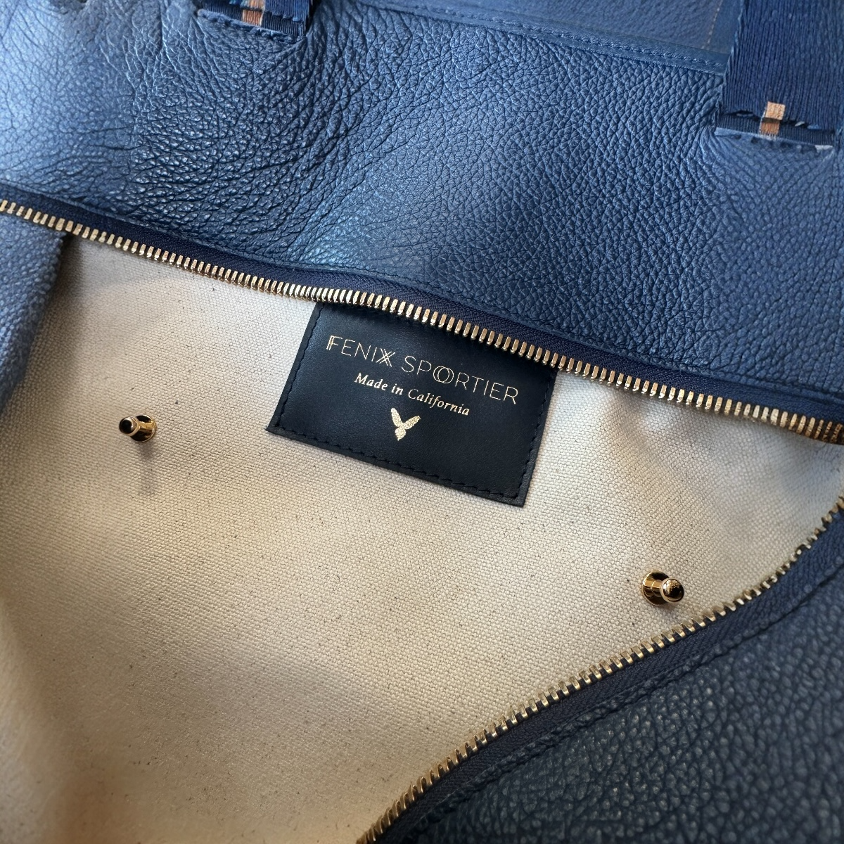 The LB Bag - Natural Canvas / Navy Leather