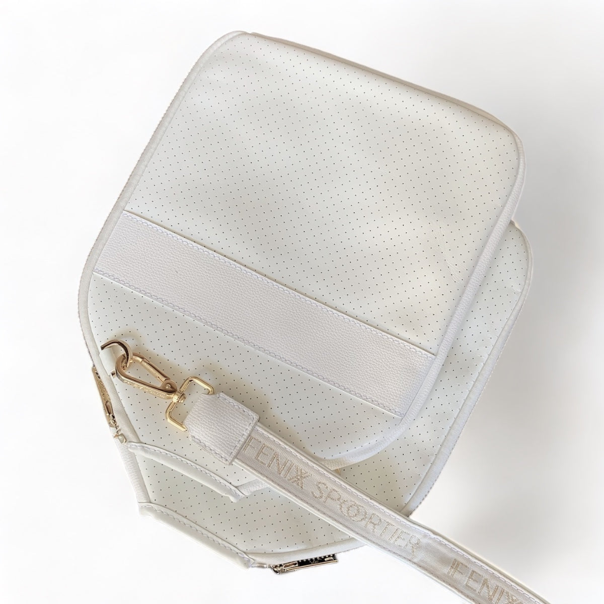 “The Addict” Leather Pickleball Bag - White/Gold