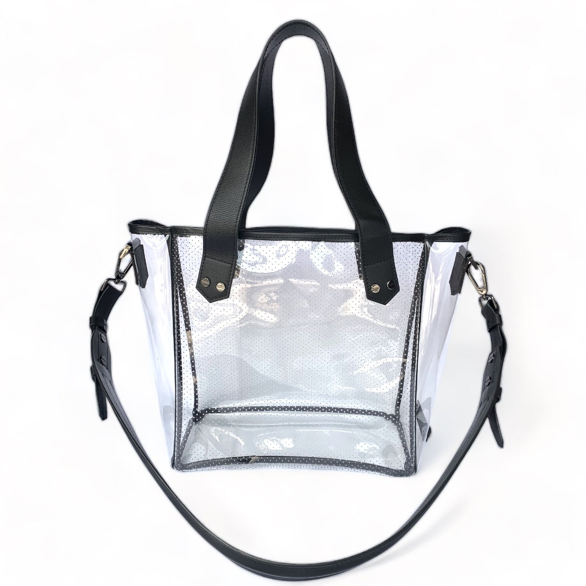 Gameday Bag - Black Leather / Clear PVC