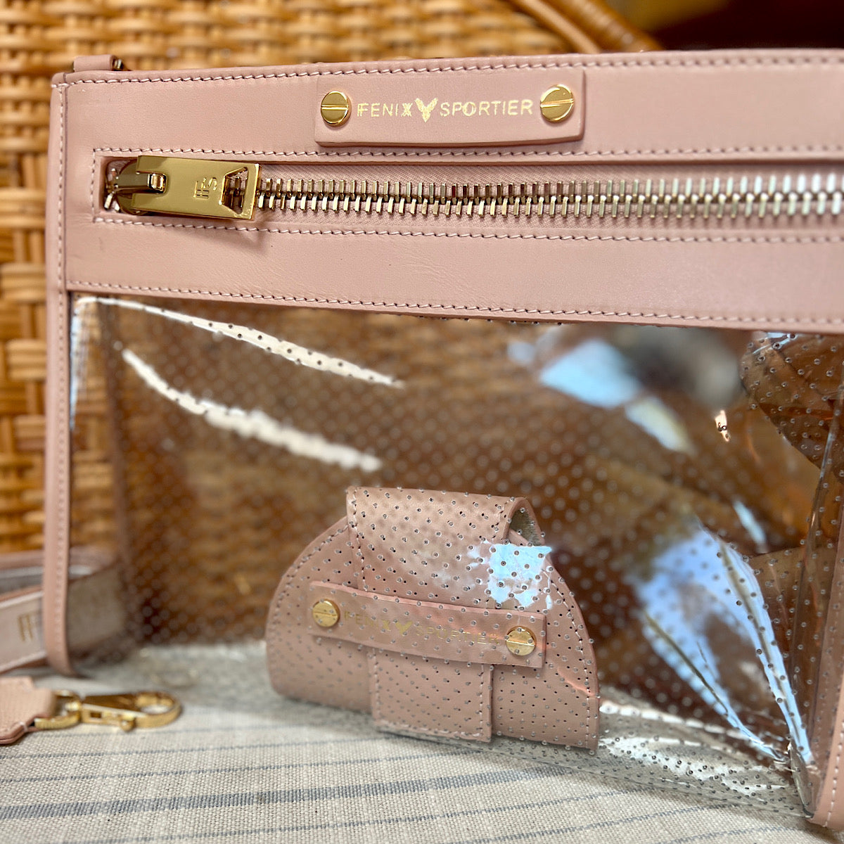 Tennis Lovers Wallet (Blush Leather / Stone Suede / Gold)