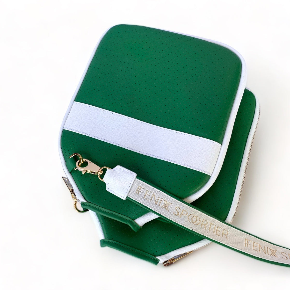 “The Addict” Leather Pickleball Bag - Green w/White