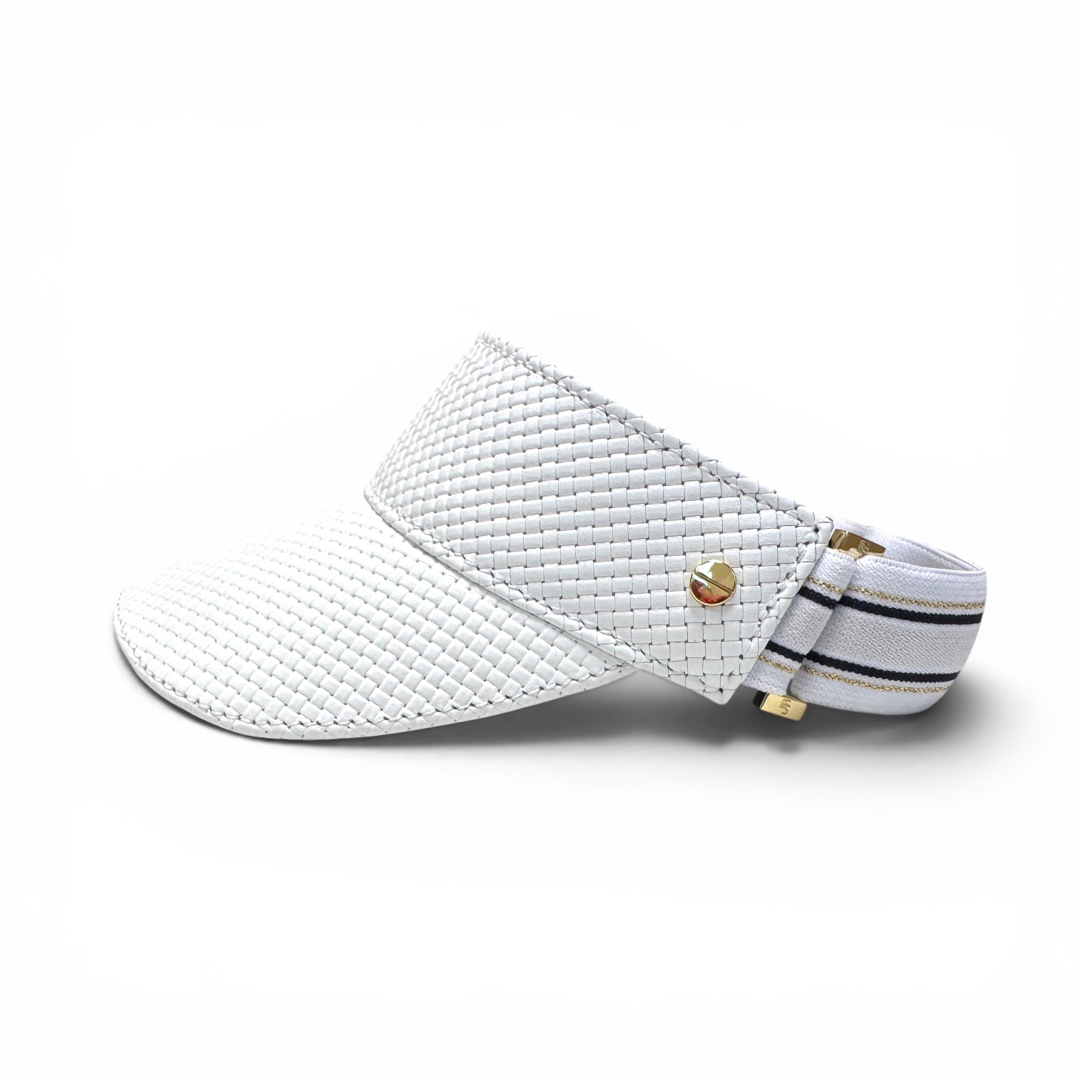 The Leather Visor - White Basketweave, Le Club Elastic & Gold