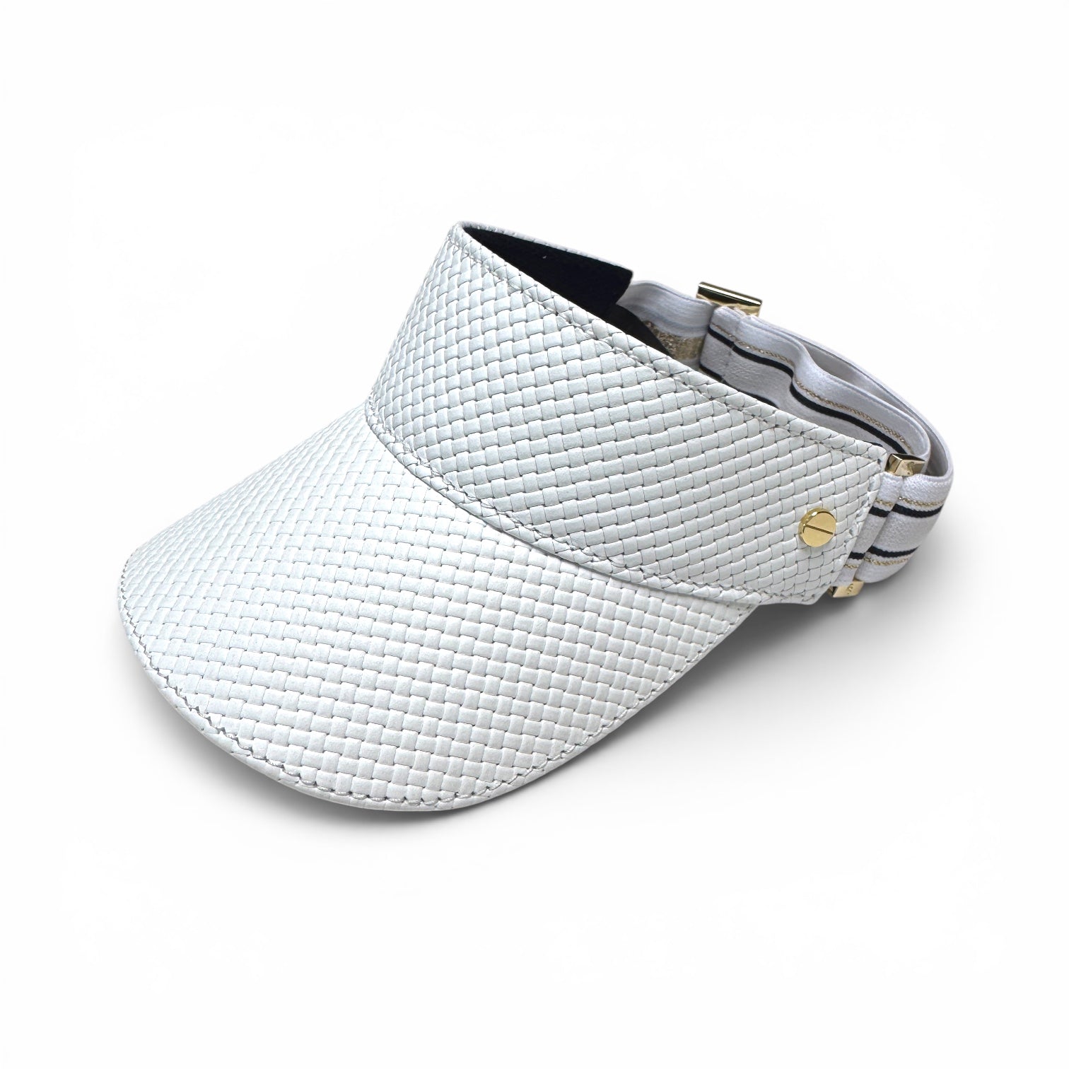 The Leather Visor - White Basketweave, Le Club Elastic & Gold