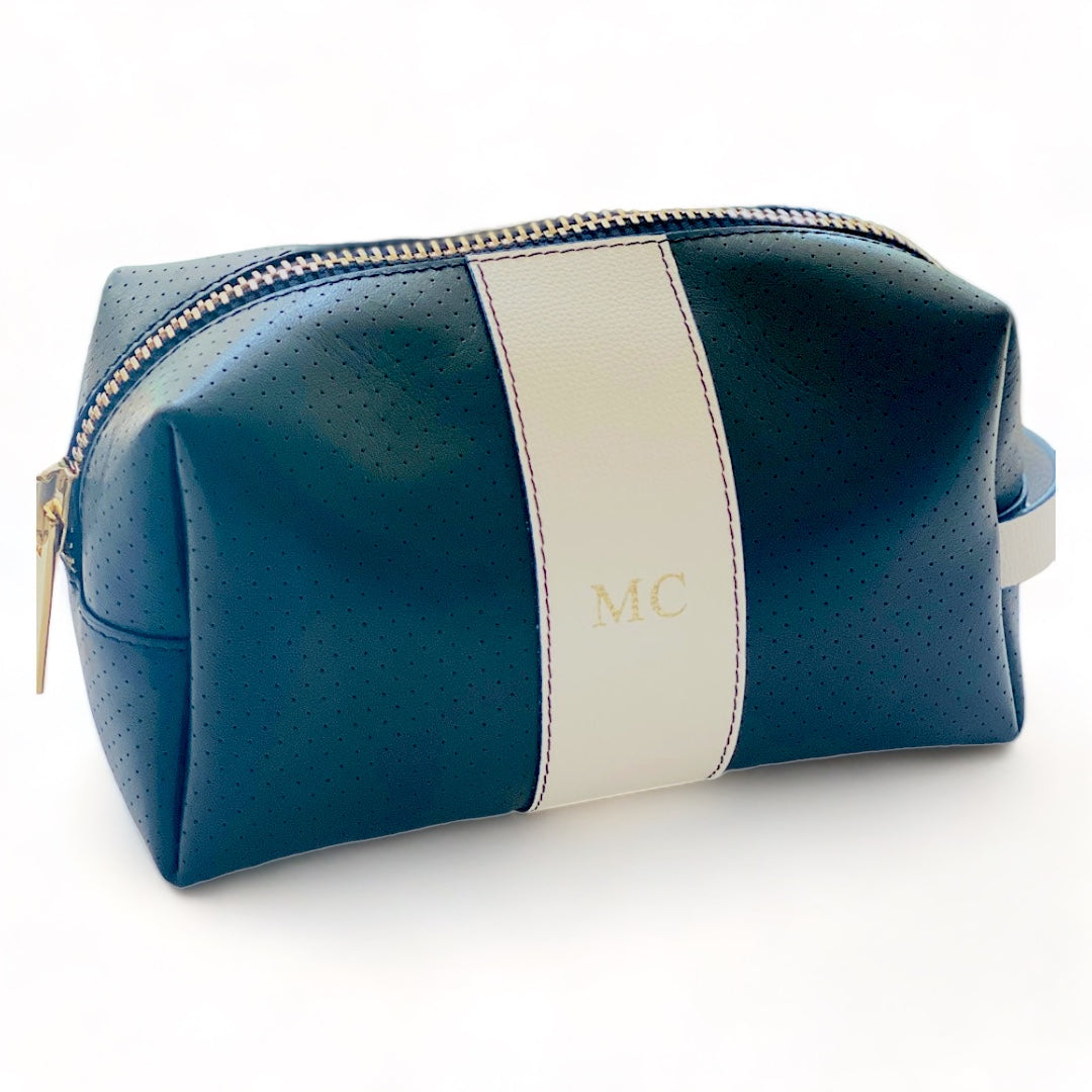 24/7 Bag - Navy Leather/White Trim w/Gold