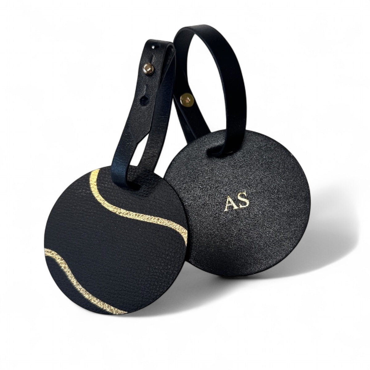 "My Ball" Leather Tennis Bag Tag - Black/Gold