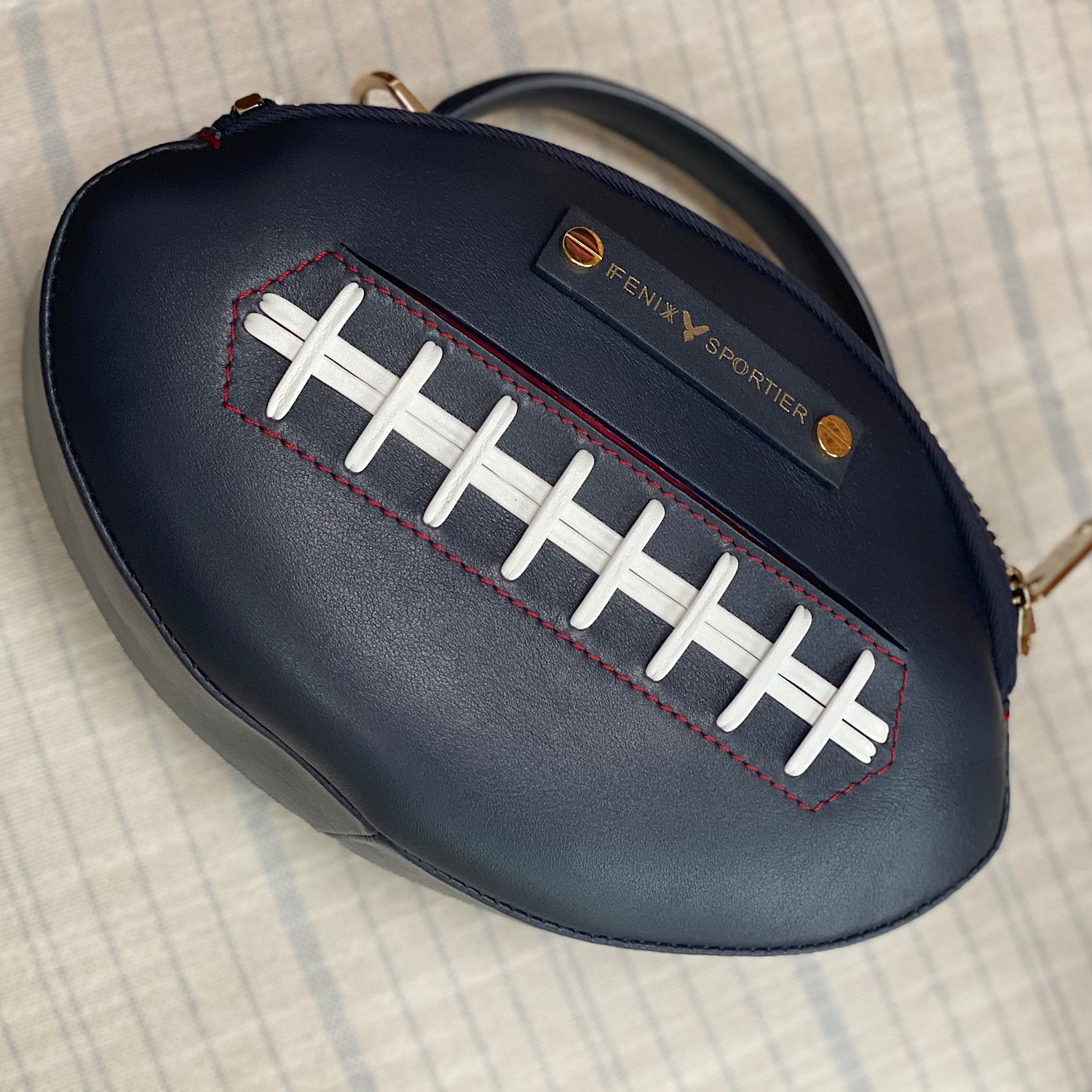 The Football Bag - Navy / Red / White Gold