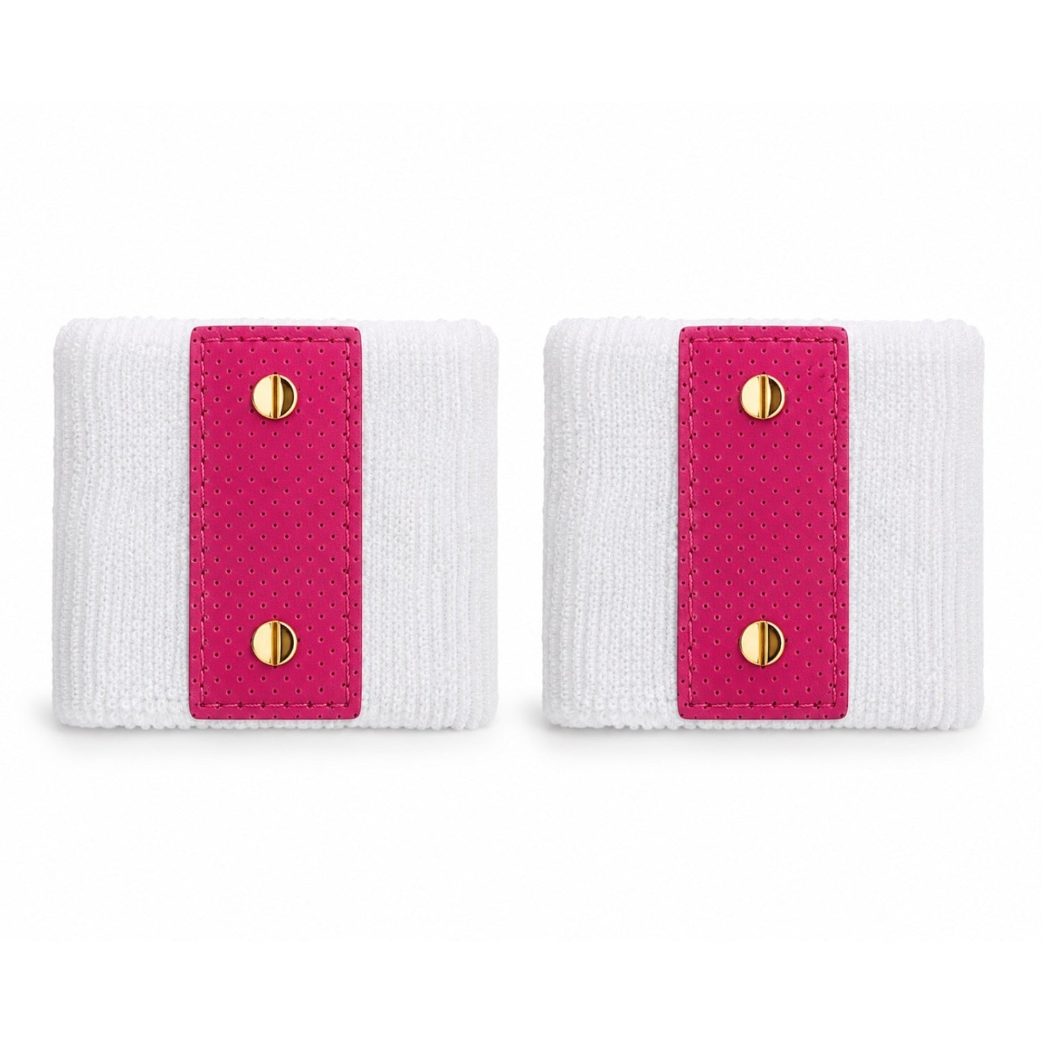Le Club Cuffs: White/Flamingo Pink & Gold
