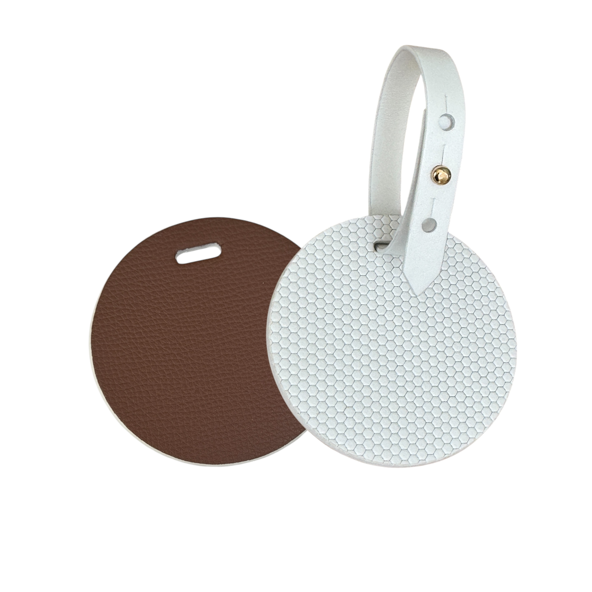 "My Ball" Leather Golf Bag Tag - Hazelnut/White/Gold