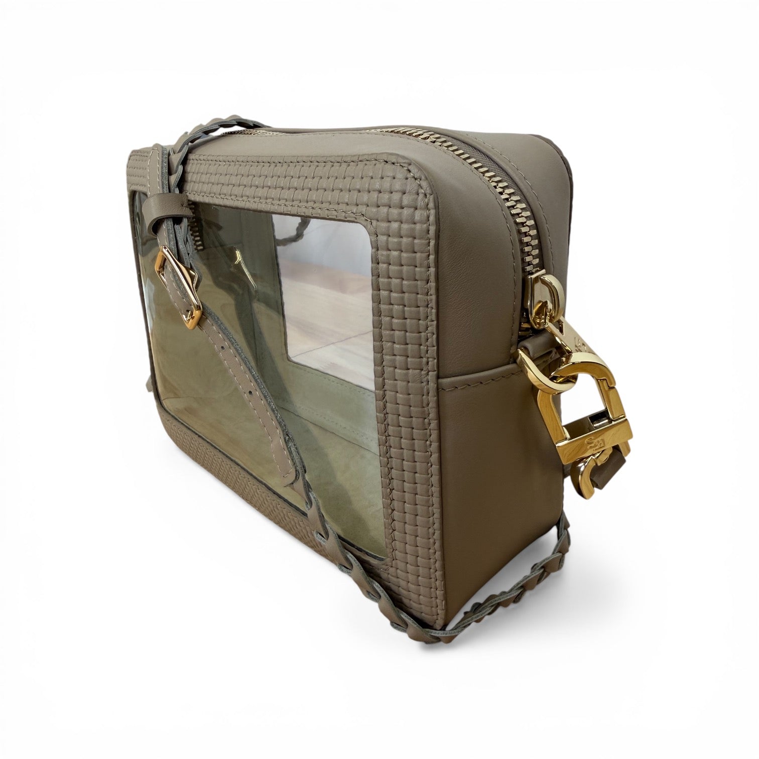 Saturday Bag - Creta Basketweave Leather / Clear PVC/ Gold Hardware