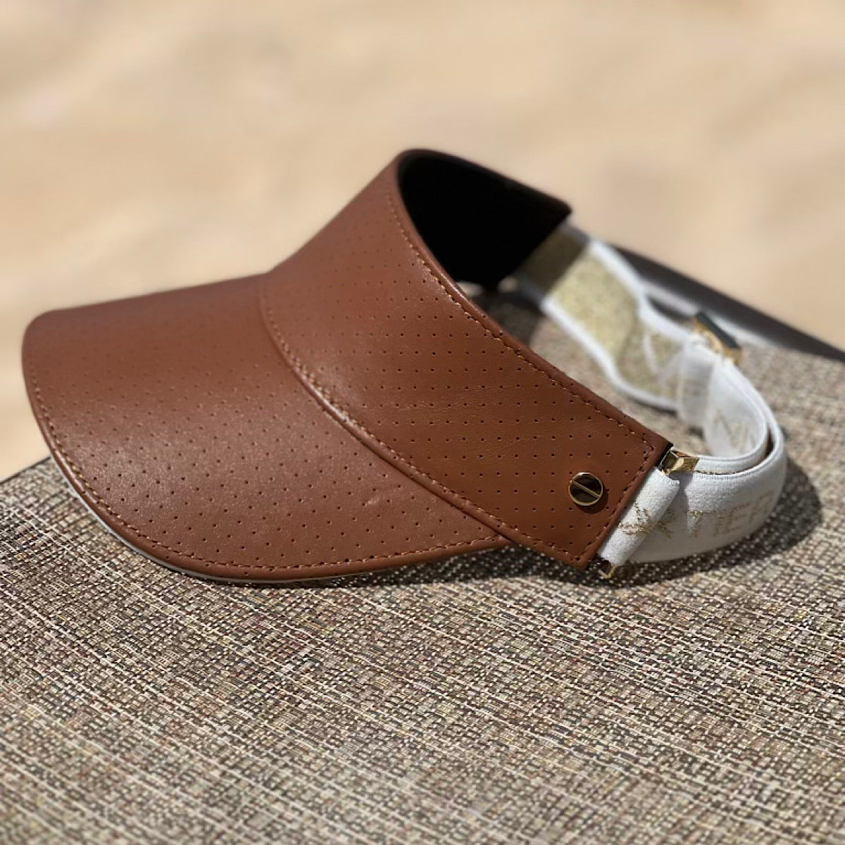 The Leather Visor - Tan & Gold