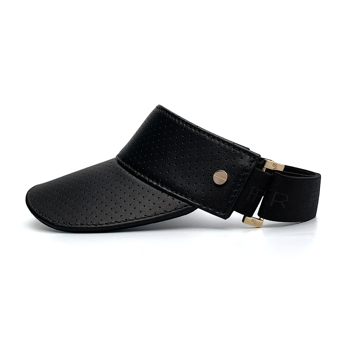 The Visor - Black Leather & Gold