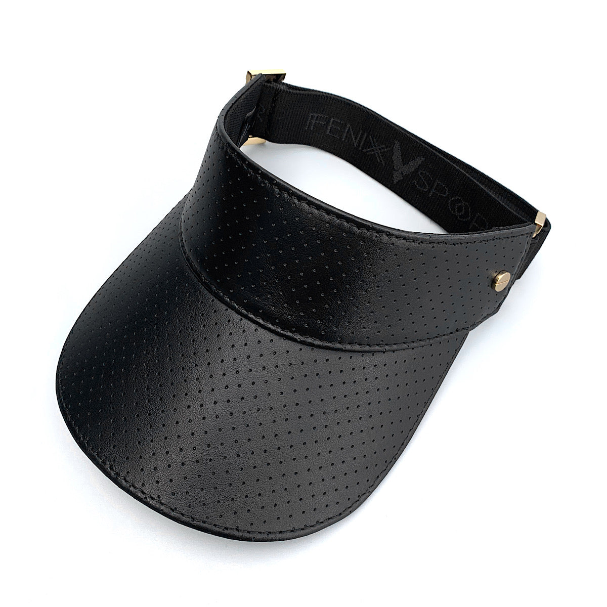 The Visor - Black Leather & Gold