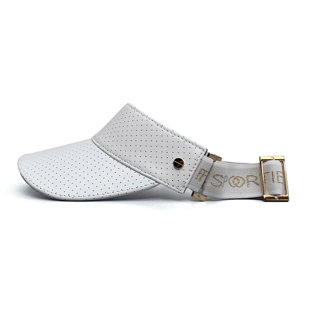 The Visor - White Leather & Gold
