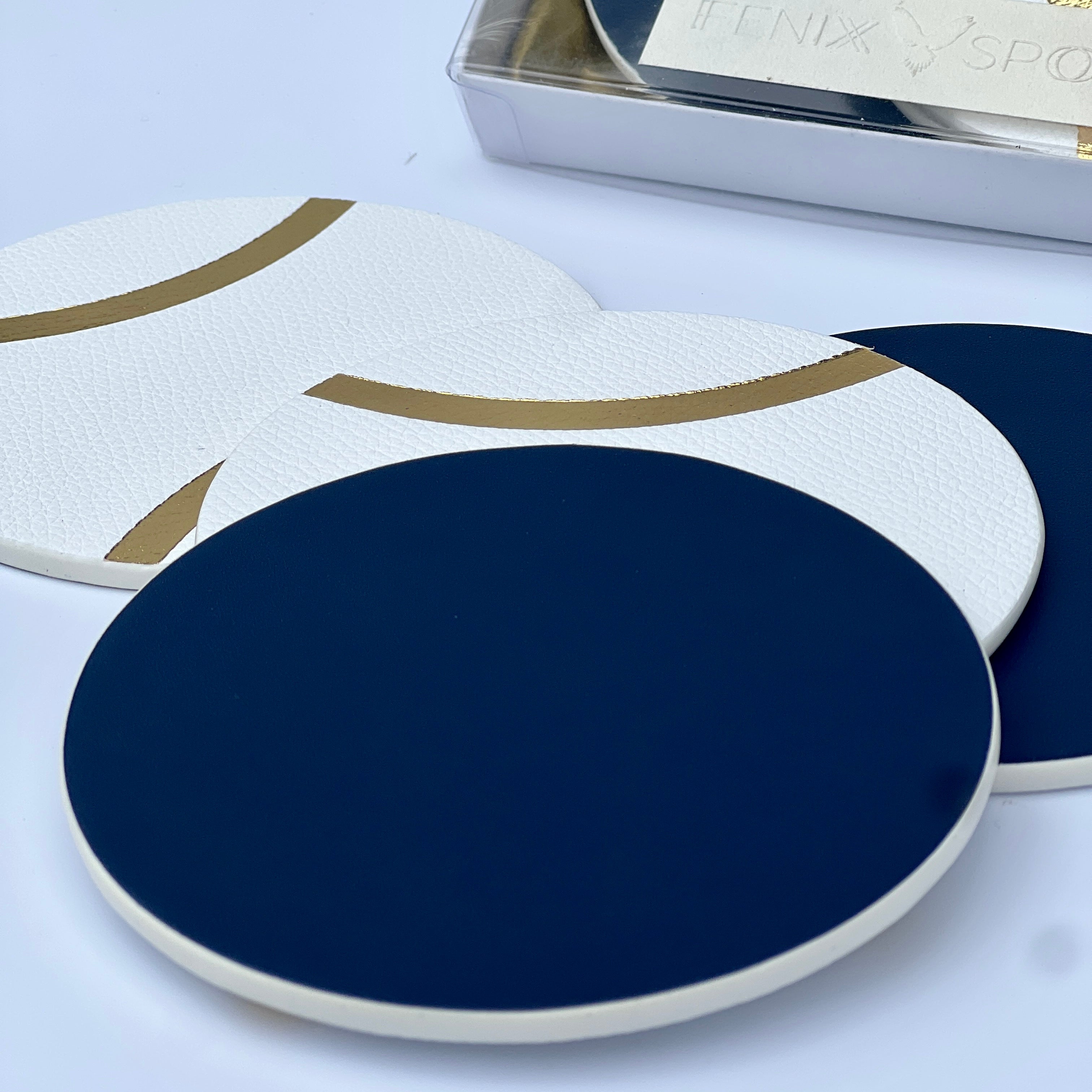 Serve in Style Coasters - White Tennis & Navy