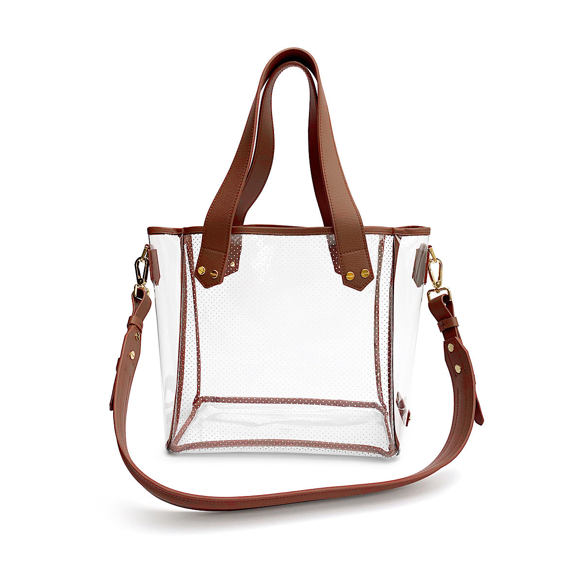 Gameday Bag - Tan Leather / Clear PVC / Gold Hardware