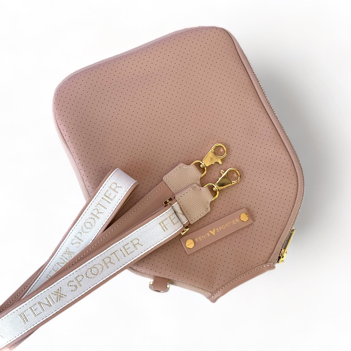 “The Addict” Leather Pickleball Bag - Blush/Gold