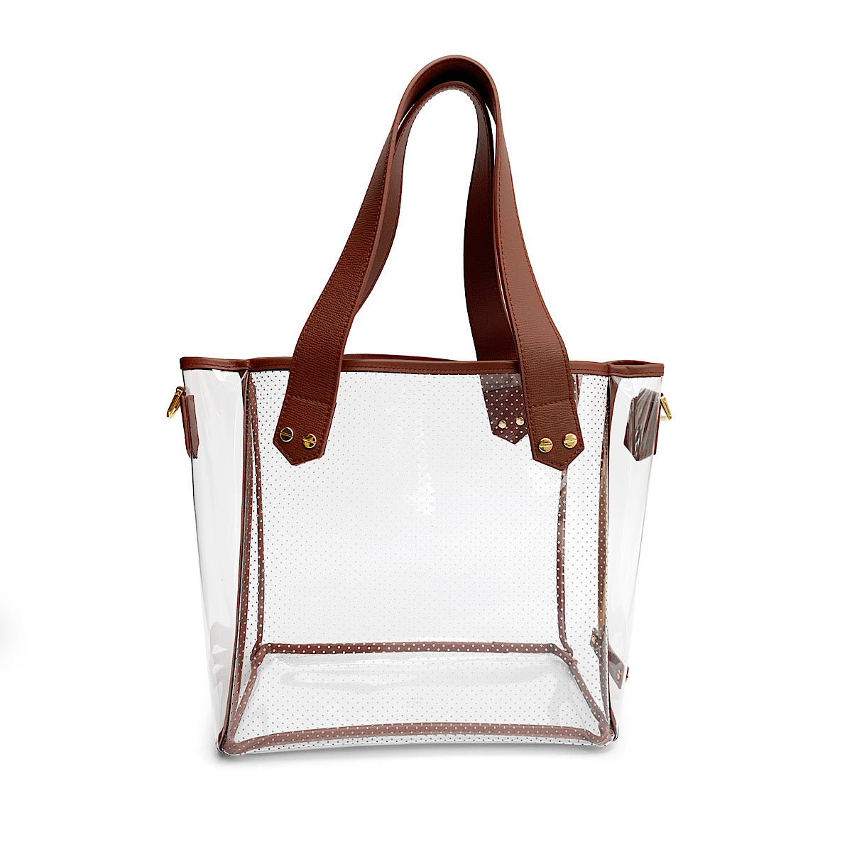 Gameday Bag - Tan Leather / Clear PVC / Gold Hardware