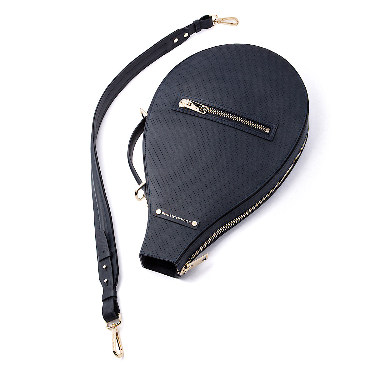 Billie Bag Leather Tennis Racket Bag (Black/Gold)