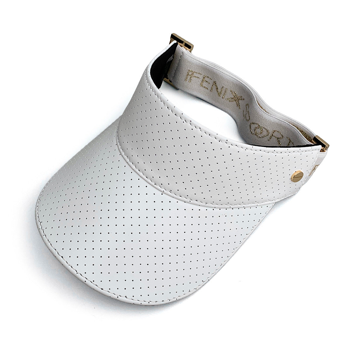 The Visor - White Leather & Gold