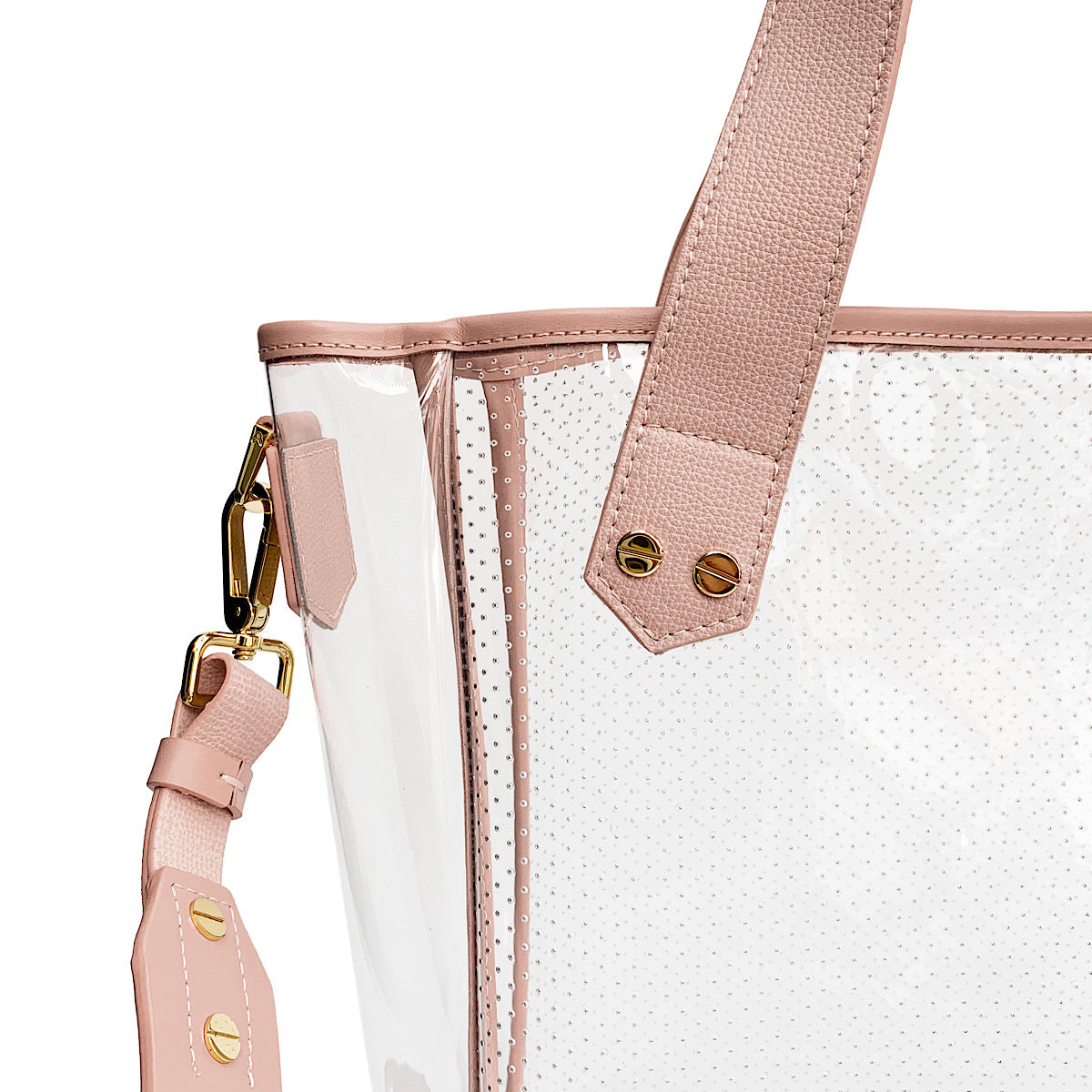 Gameday Bag - Blush Leather / Clear PVC / Gold Hardware