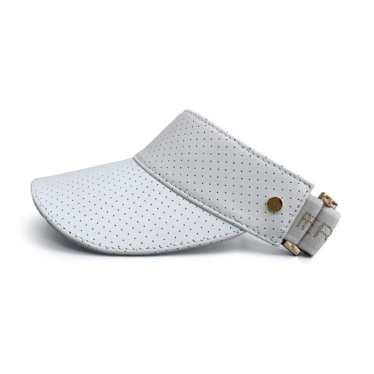 The Visor - White Leather & Gold