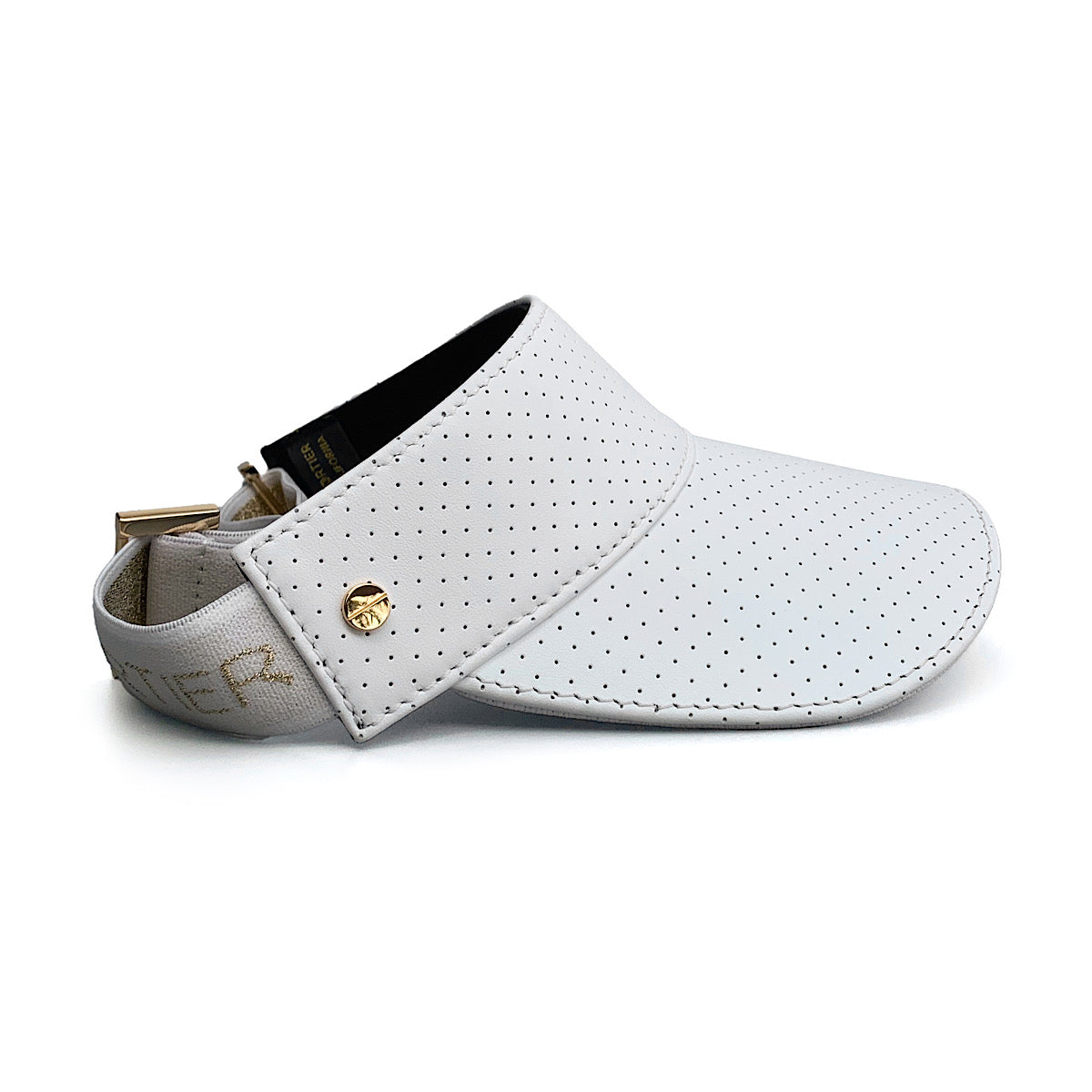 The Visor - White Leather & Gold