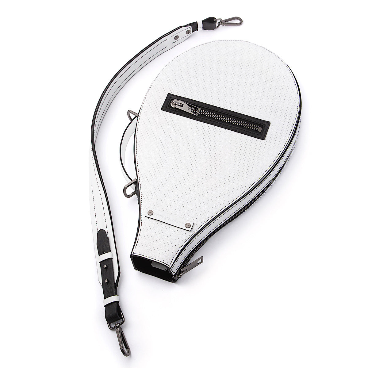 Billie Bag Leather Tennis Racket Bag (White/Black/Gunmetal)