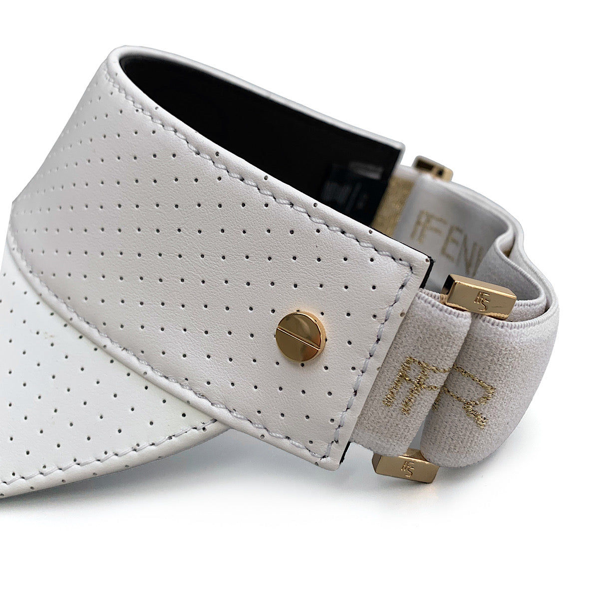 The Visor - White Leather & Gold
