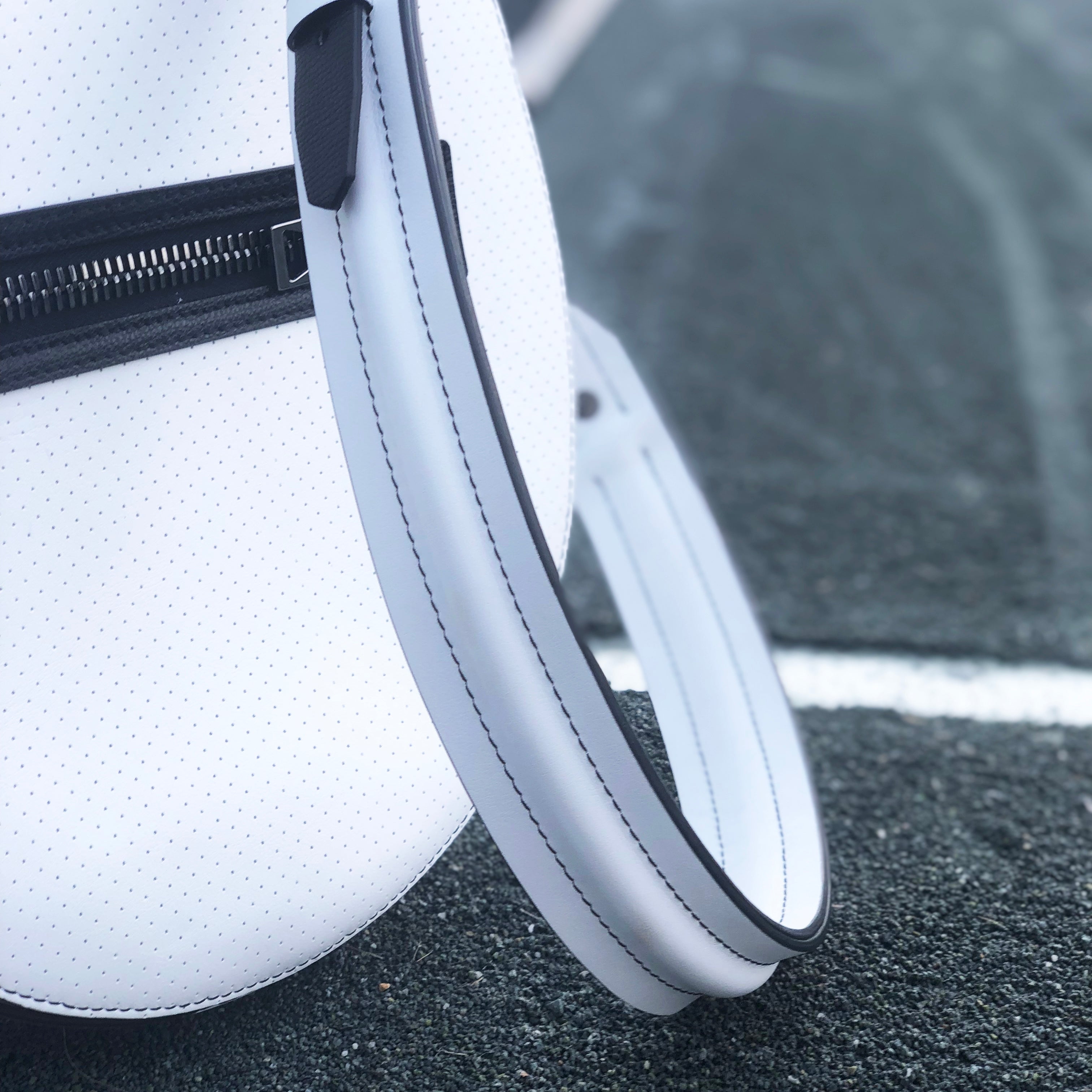 Billie Bag Leather Tennis Racket Bag (White/Black/Gunmetal)