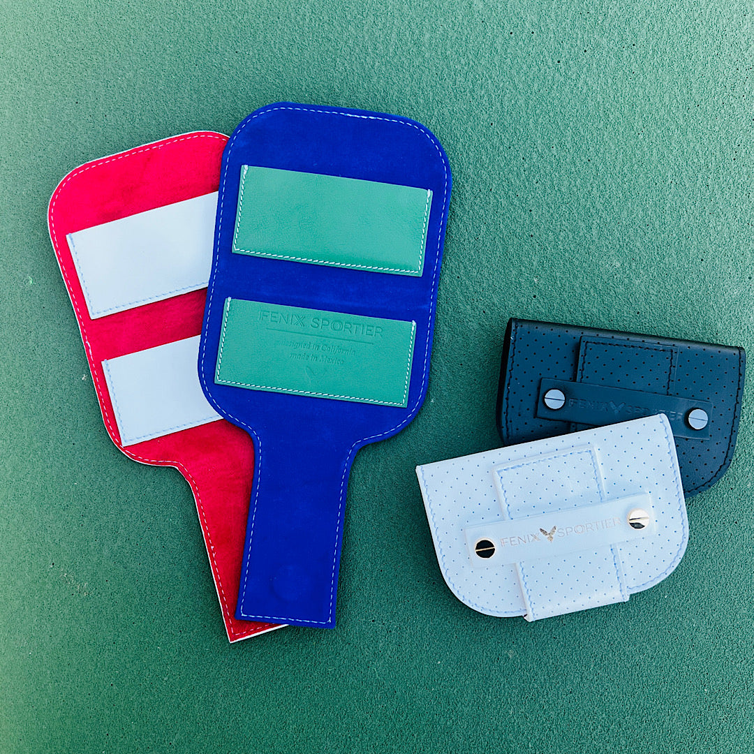 Pickleball Lovers Wallet - Court Green Leather / Court Blue Suede / Gold