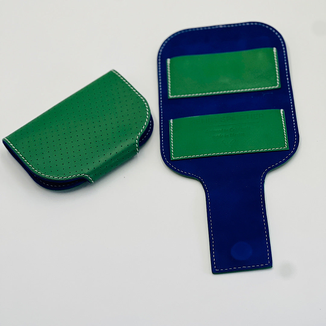Pickleball Lovers Wallet - Court Green Leather / Court Blue Suede / Gold