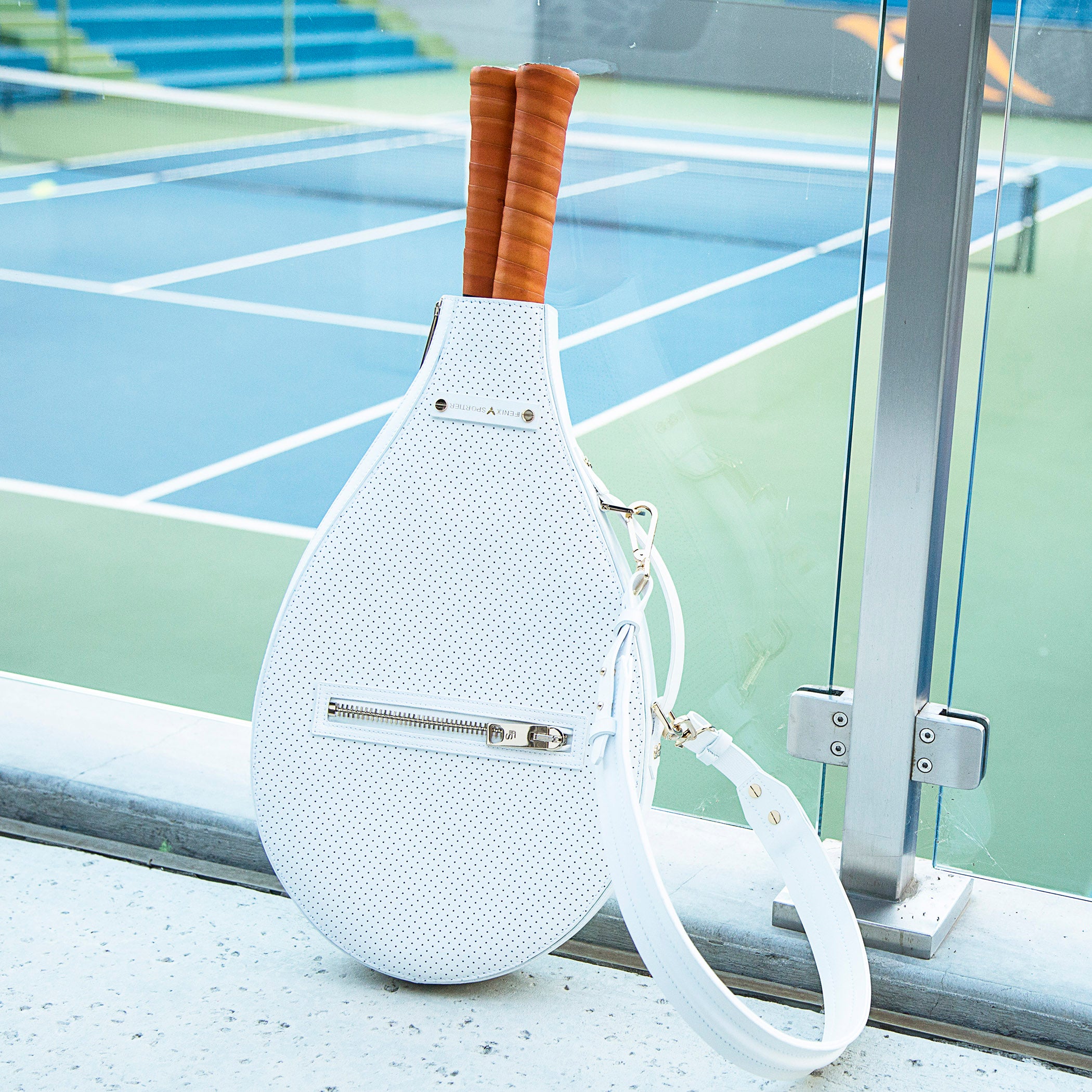 Billie Bag Leather Tennis Racket Bag (White/Gold)