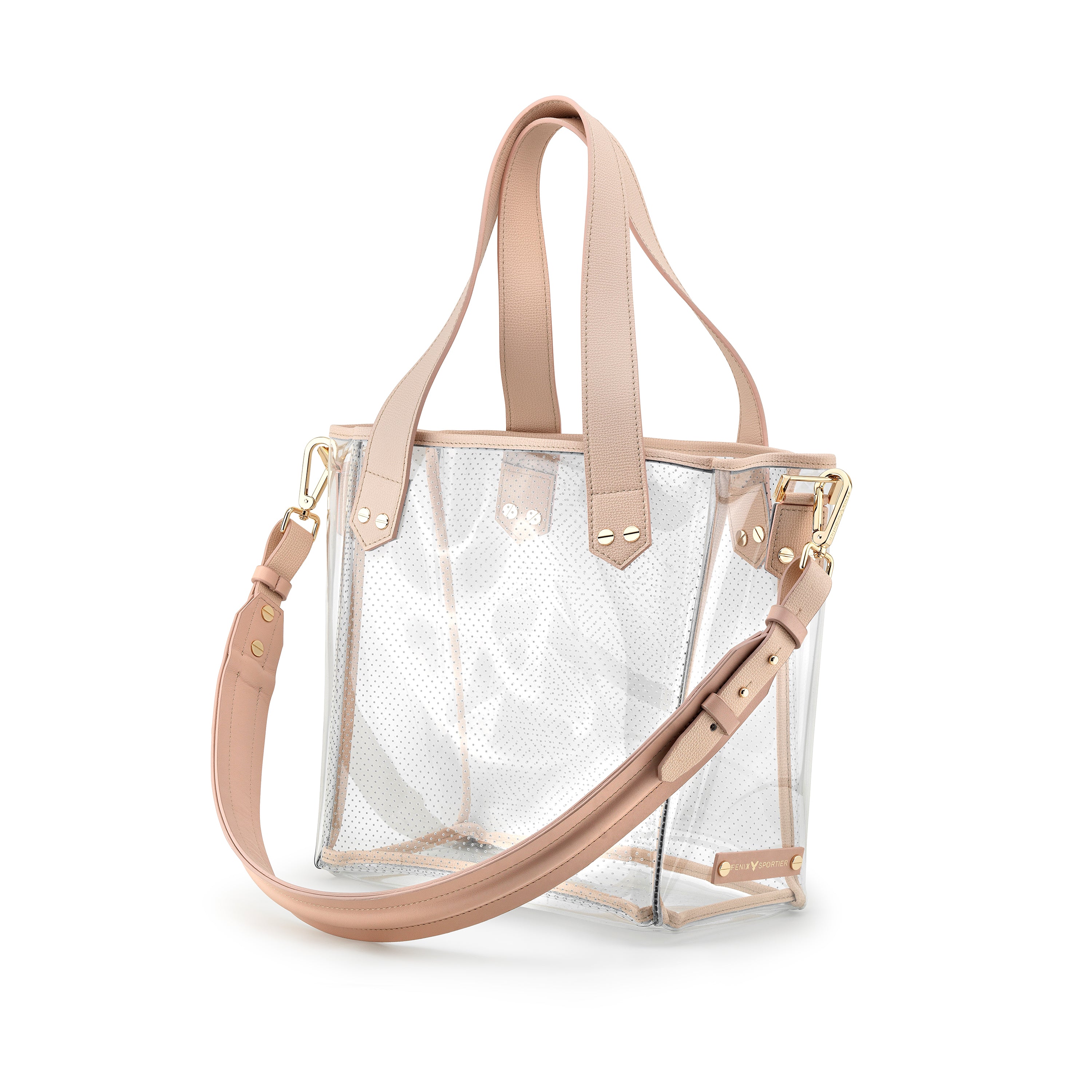 Gameday Bag - Blush Leather / Clear PVC / Gold Hardware