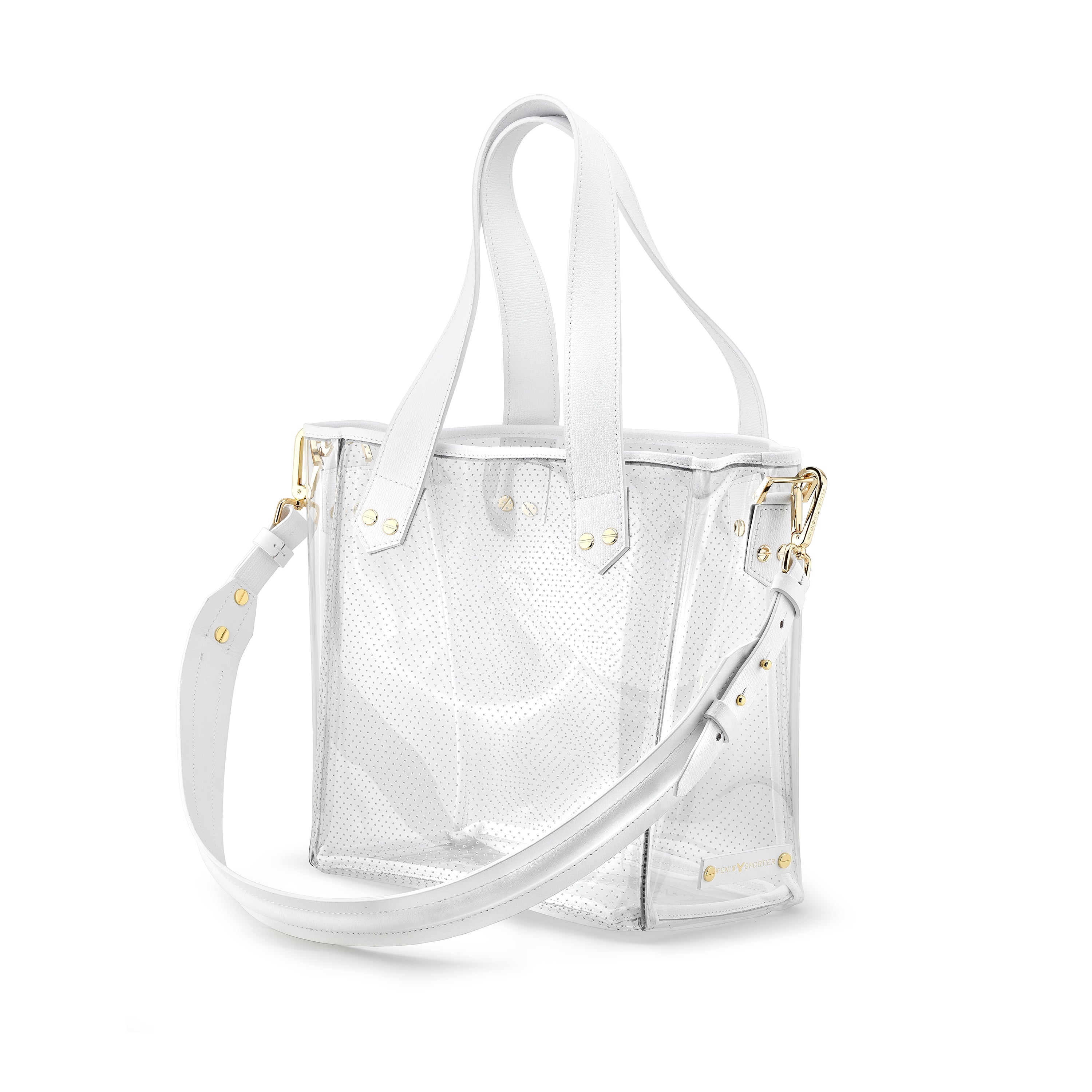 Gameday Bag - White Leather / Clear PVC